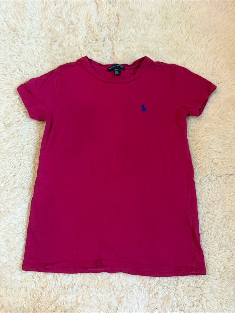 Ralph Lauren Girls' Pink Short-Sleeve Polo Tee L